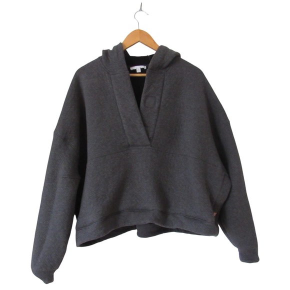 lunya Sweaters - Lunya Restore Double Faced Pullover Medium Dark Gray Hoodie Boxy Pima Cotton